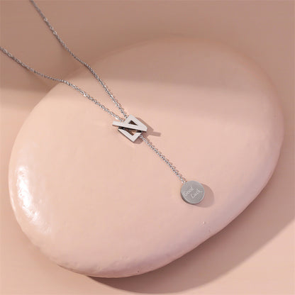 Fashion Heart Shape Titanium Steel Inlaid Gold Pendant Necklace