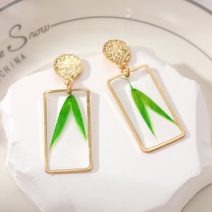 Sweet Flower Rectangle Alloy Epoxy Women's Drop Earrings 1 Pair