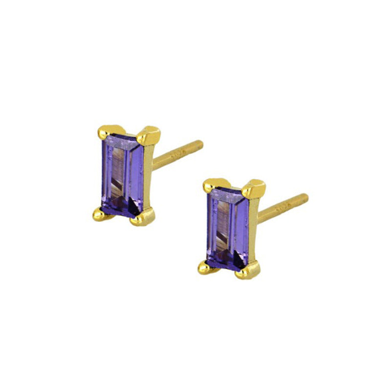 Simple Style Geometric Copper Plating Inlay Zircon Ear Studs 1 Pair