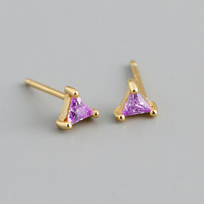 Simple Style Geometric Copper Plating Inlay Zircon Ear Studs 1 Pair