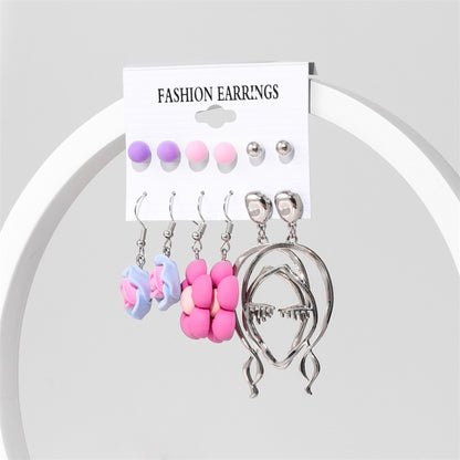 Ins Style Round Heart Shape Flower Arylic Women's Earrings