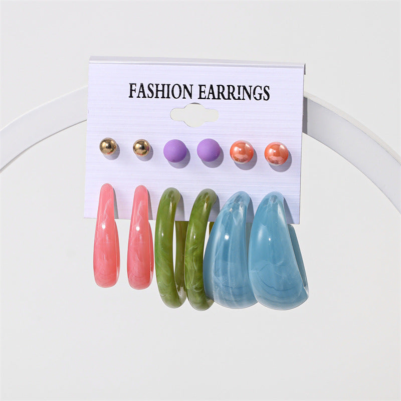 Ins Style Round Heart Shape Flower Arylic Women's Earrings