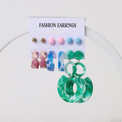 Ins Style Round Heart Shape Flower Arylic Women's Earrings