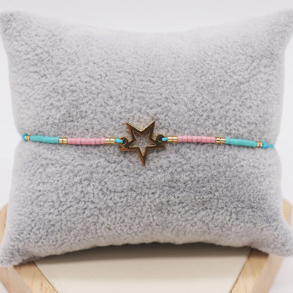 Casual Pentagram Heart Shape Glass Beaded Women's Bracelets