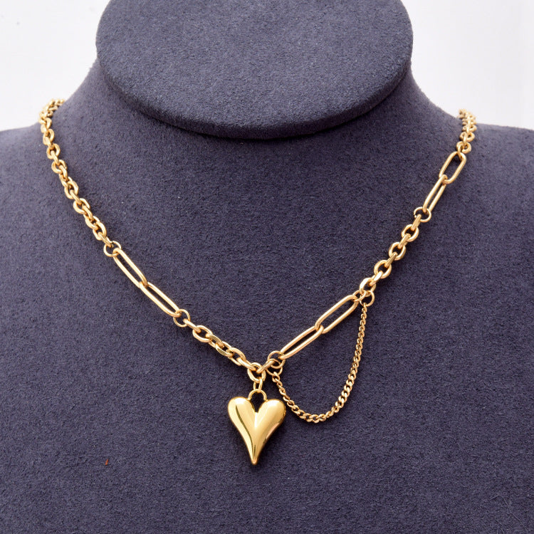 Simple Style Heart Shape Titanium Steel Plating 18k Gold Plated Necklace