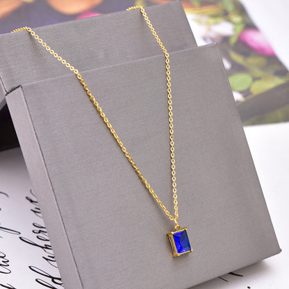 Wholesale Fashion Geometric Titanium Steel Inlay Zircon Pendant Necklace