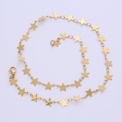 Simple Style Star Stainless Steel Plating Chain Choker