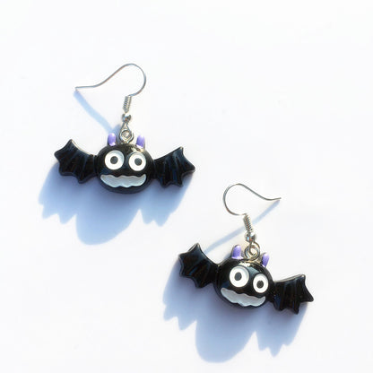 1 Pair Novelty Bat Epoxy Resin Earrings