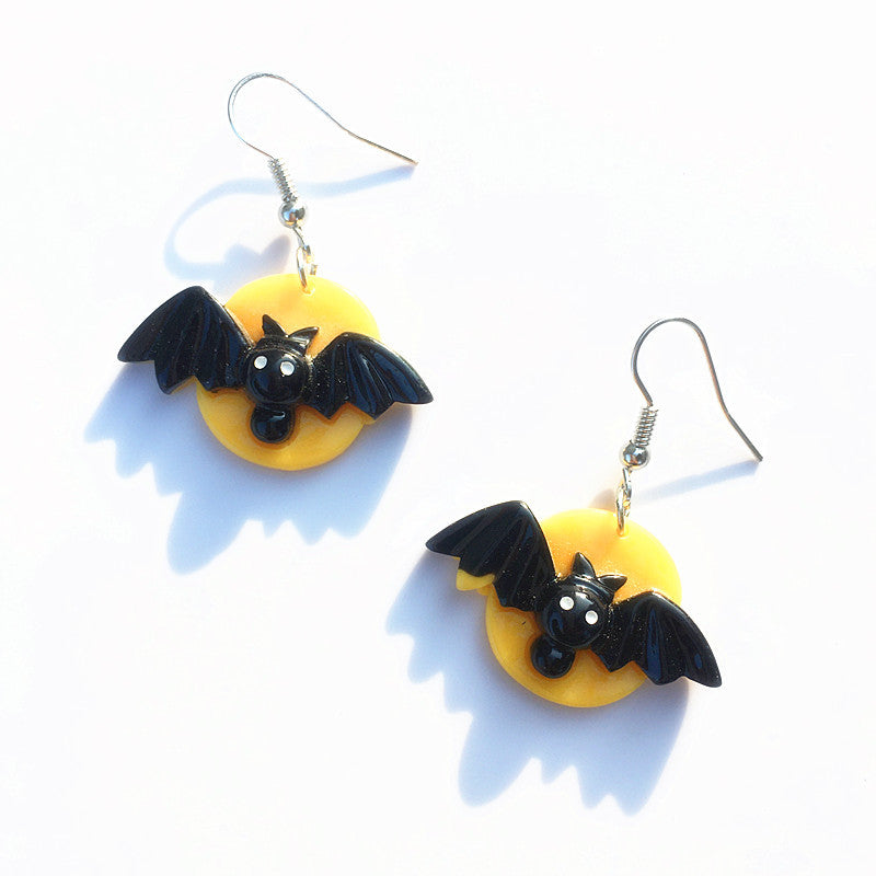 1 Pair Novelty Bat Epoxy Resin Earrings