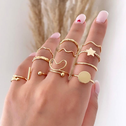 Retro Round Star Heart Shape Alloy Women's Rings 1 Set