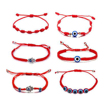 Simple Style Devil'S Eye Palm Glass Rope Unisex Bracelets