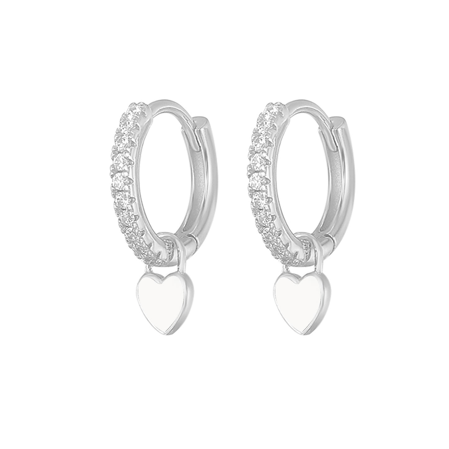 1 Pair Fashion Heart Shape Plating Sterling Silver Zircon Earrings