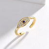 Fashion Devil's Eye Copper Plating Inlay Artificial Gemstones Open Ring