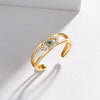 Fashion Devil's Eye Copper Plating Inlay Artificial Gemstones Open Ring