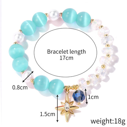 Fashion Heart Shape Butterfly Artificial Crystal Beaded Inlay Artificial Gemstones Women's Bracelets 1 Piece