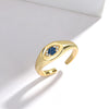 Fashion Devil's Eye Copper Plating Inlay Artificial Gemstones Open Ring