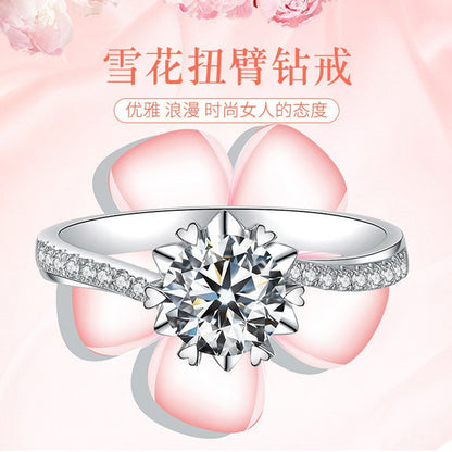 Fashion Round Copper Inlay Artificial Diamond Rings 1 Piece