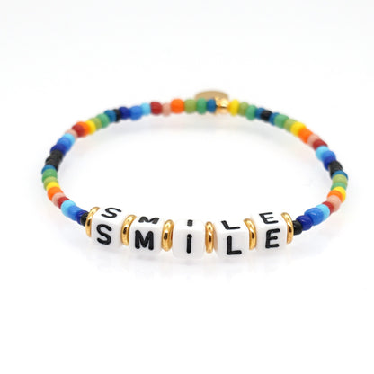 Original Boho Ethnic Wind Quartet Love Alphabet Rainbow Glass Beads Bracelet Wholesale Gooddiy