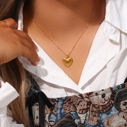 Retro Tortoise Sun Heart Shape Stainless Steel Plating Gold Plated Gold Plated Necklace