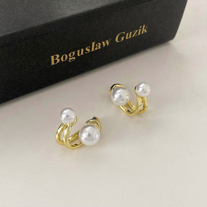 Lady Geometric Alloy Plating Artificial Pearls Women's Earrings 1 Pair