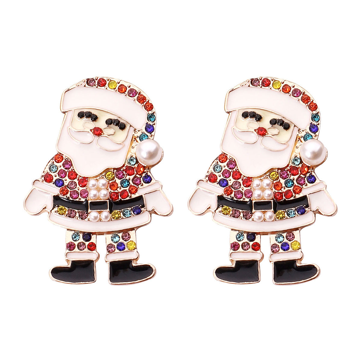 1 Pair Fashion Santa Claus Inlay Alloy Rhinestones Ear Studs