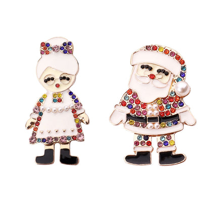 1 Pair Fashion Santa Claus Inlay Alloy Rhinestones Ear Studs