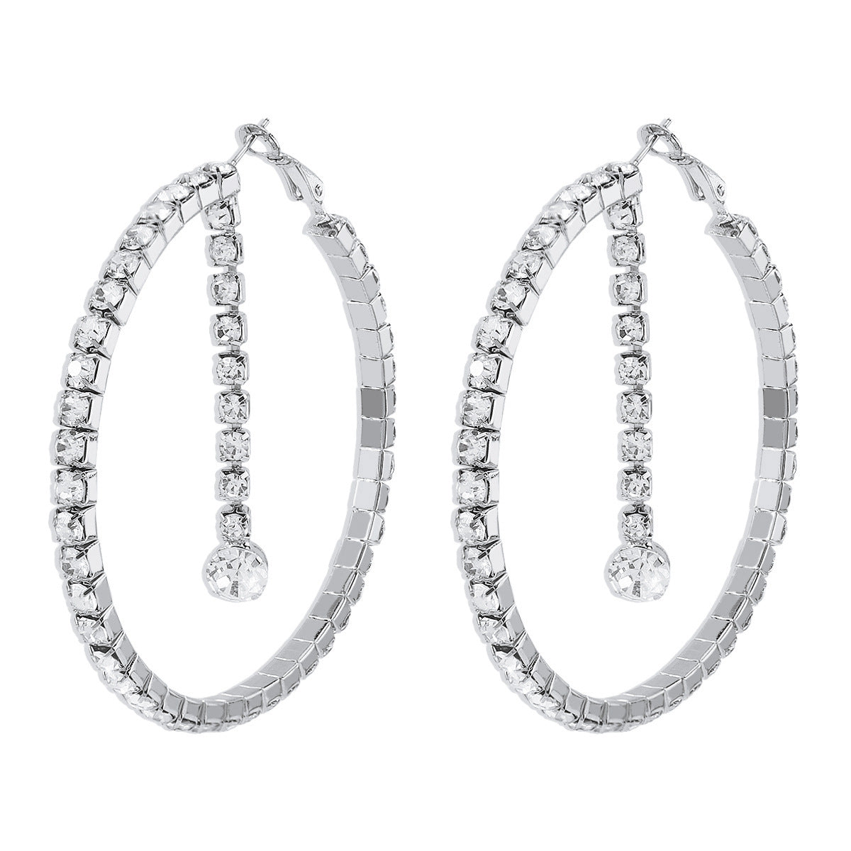 Fashion Geometric Rhinestone Iron Women's Hoop Earrings 1 Pair