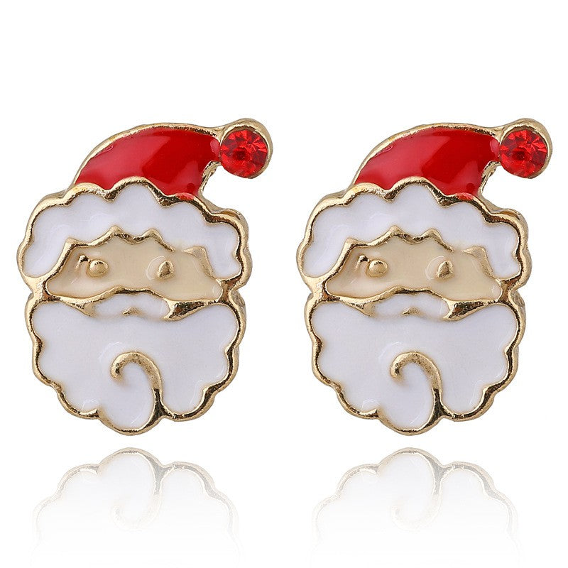 Cartoon Style Elk Alloy Enamel Rhinestones Women's Ear Studs 1 Pair