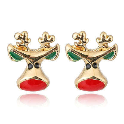 Cartoon Style Elk Alloy Enamel Rhinestones Women's Ear Studs 1 Pair