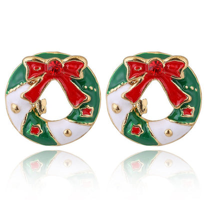 Cartoon Style Elk Alloy Enamel Rhinestones Women's Ear Studs 1 Pair