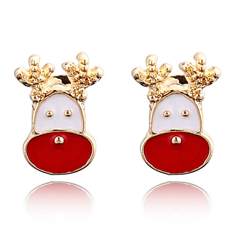 Cartoon Style Elk Alloy Enamel Rhinestones Women's Ear Studs 1 Pair