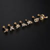 Fashion Cross Star Butterfly Stainless Steel Inlay Zircon Ear Studs 1 Piece