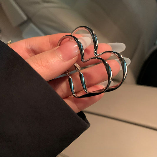 1 Pair Fashion Heart Shape Plating Metal Hoop Earrings