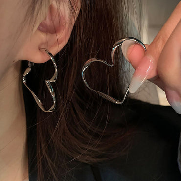 1 Pair Fashion Heart Shape Plating Metal Hoop Earrings