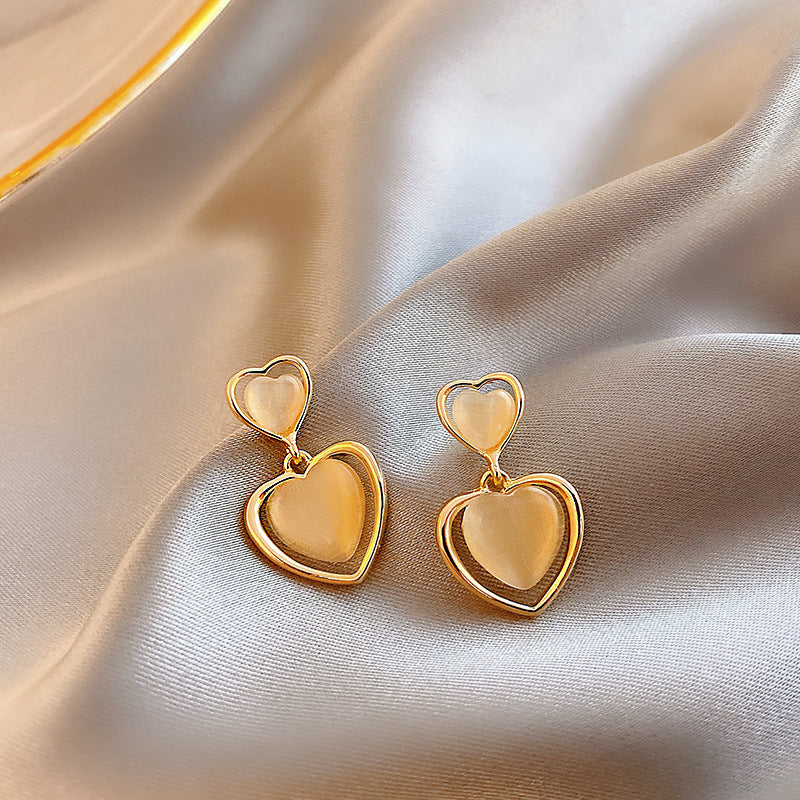 1 Pair Retro Roman Style Streetwear Geometric Letter Heart Shape Inlay Sterling Silver Zircon Earrings