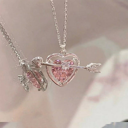 Fashion Heart Shape Alloy Pearl Plating Inlay Artificial Gemstones Women's Pendant Necklace 1 Piece