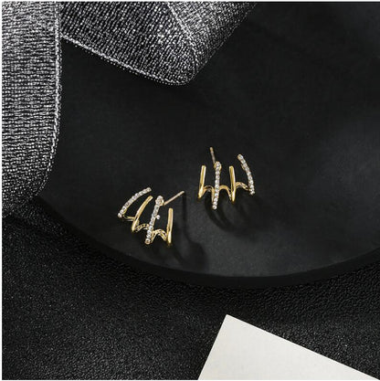 Fashion Geometric Alloy Inlay Artificial Rhinestones Women's Ear Studs 1 Pair