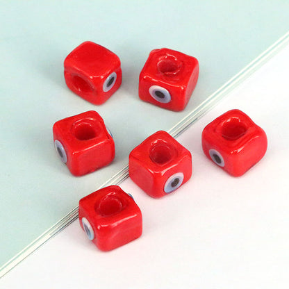 1 Piece 10 * 8mm Glass Square Eye Beads