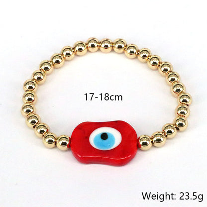 Fashion Eye Glass Copper Beaded Gold Plated Bracelets 1 Piece