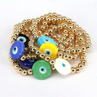 Fashion Devil's Eye Glass Copper Beaded Gold Plated Bracelets 1 Piece