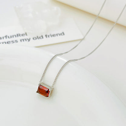 Simple Style Square Titanium Steel Plating Zircon Pendant Necklace