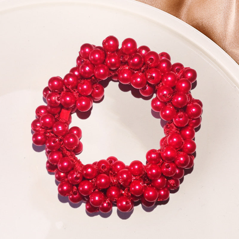 Retro Geometric Cloth Beaded Hair Tie