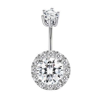 Fashion Crown Stainless Steel Zircon Belly Ring 1 Piece 1 Set