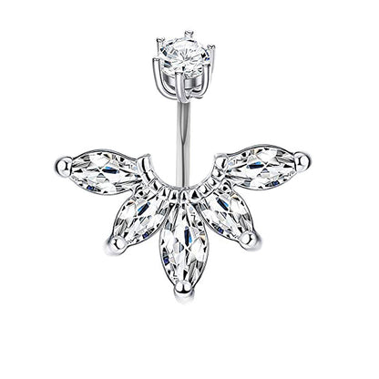 Fashion Crown Stainless Steel Zircon Belly Ring 1 Piece 1 Set