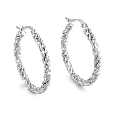 Fashion Round Titanium Steel Plating Hoop Earrings 1 Pair