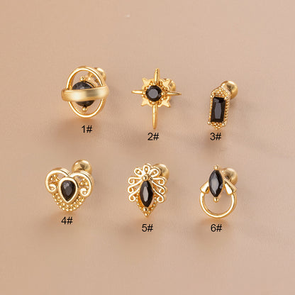 Fashion Solid Color Metal Plating Inlay Zircon Ear Studs 1 Piece