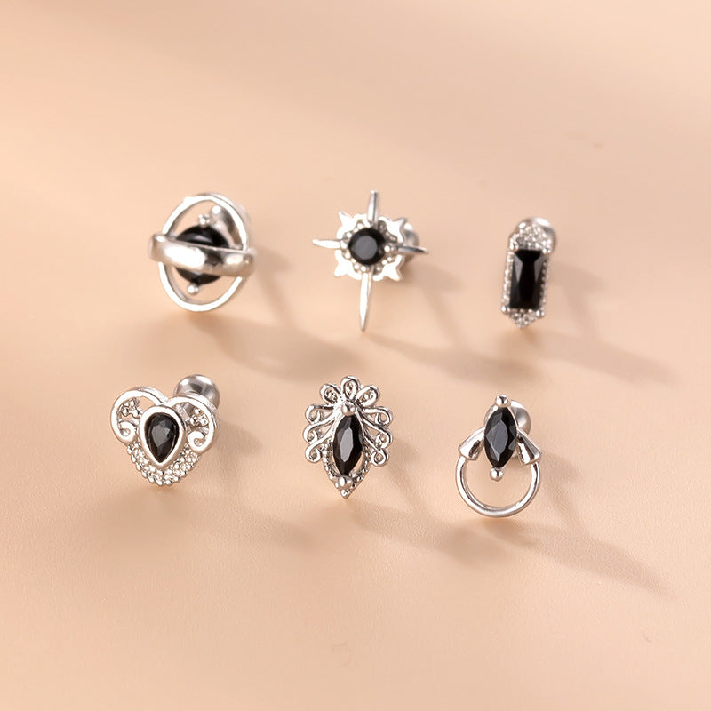 Fashion Solid Color Metal Plating Inlay Zircon Ear Studs 1 Piece