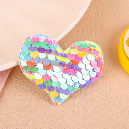 Women'S Cartoon Style Heart Shape Cloth Sequins Hair Clip Hair Band