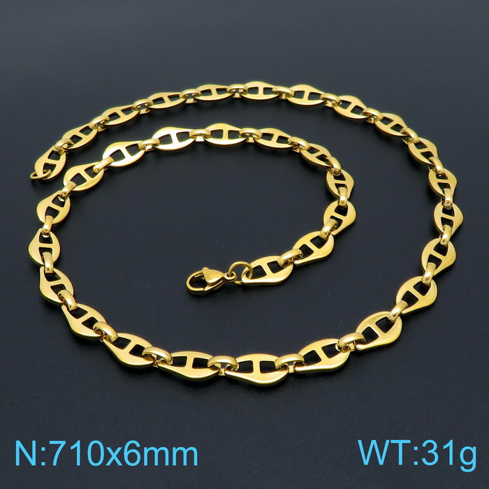 Europe America Geometric Chain 18k Gold-plated Necklace Bracelet Stainless Steel Jewelry