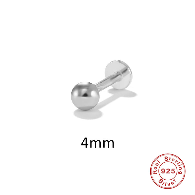 1 Piece Simple Style Solid Color Plating Sterling Silver Rhinestones Ear Studs